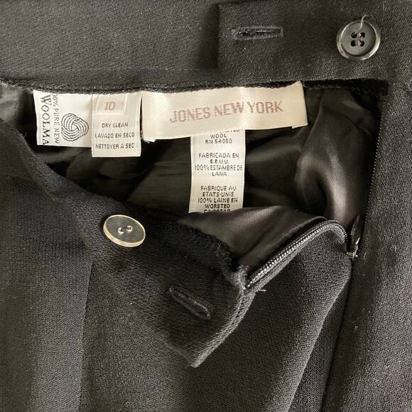 Vintage black wool midi skirt, Jones New York lined side vent career wear - Picture 8 of 11